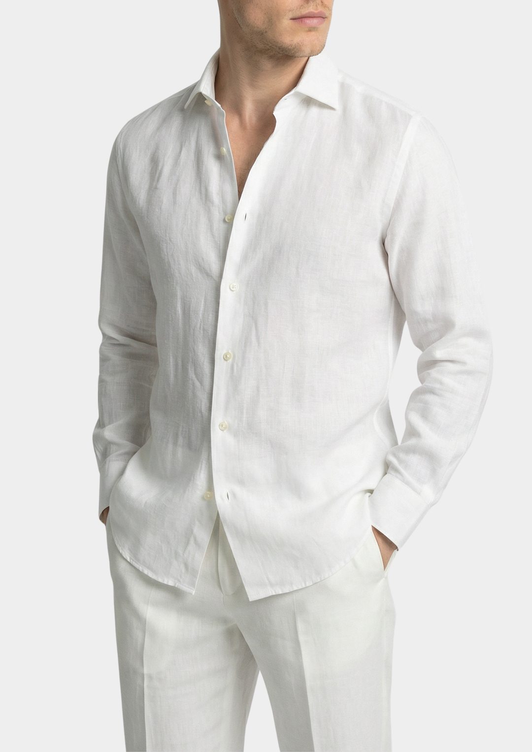 White Portofino Coastal Linen Shirt