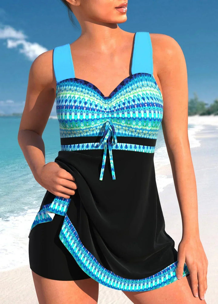 Women's solid color one-piece swimsuit, side view