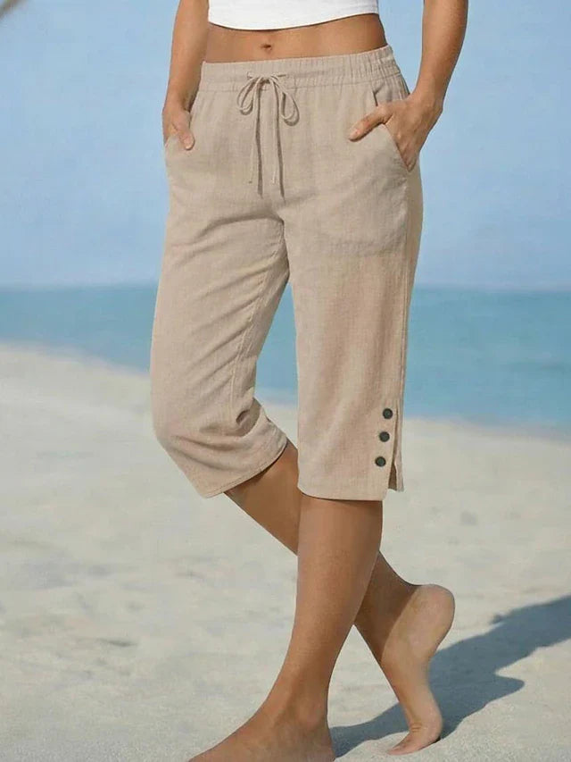 Women's calf length capri pants in beige
