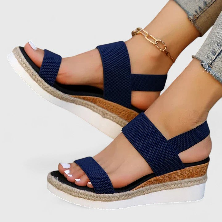 Orthopedic Knit Platform Sandals - Blue